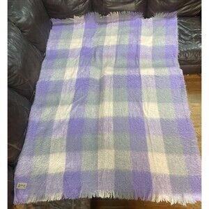 Scotland Glen Cree Mohair Blanket Shawl Robe Throw  Fringed 1960s